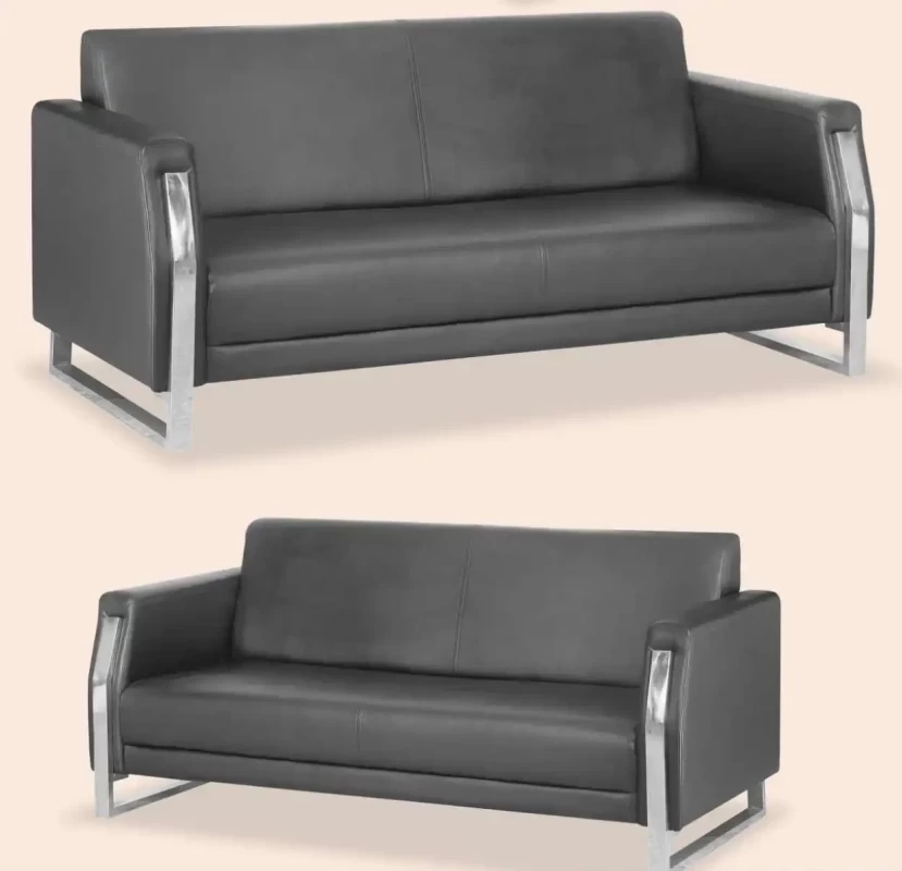 Black leather sofa image