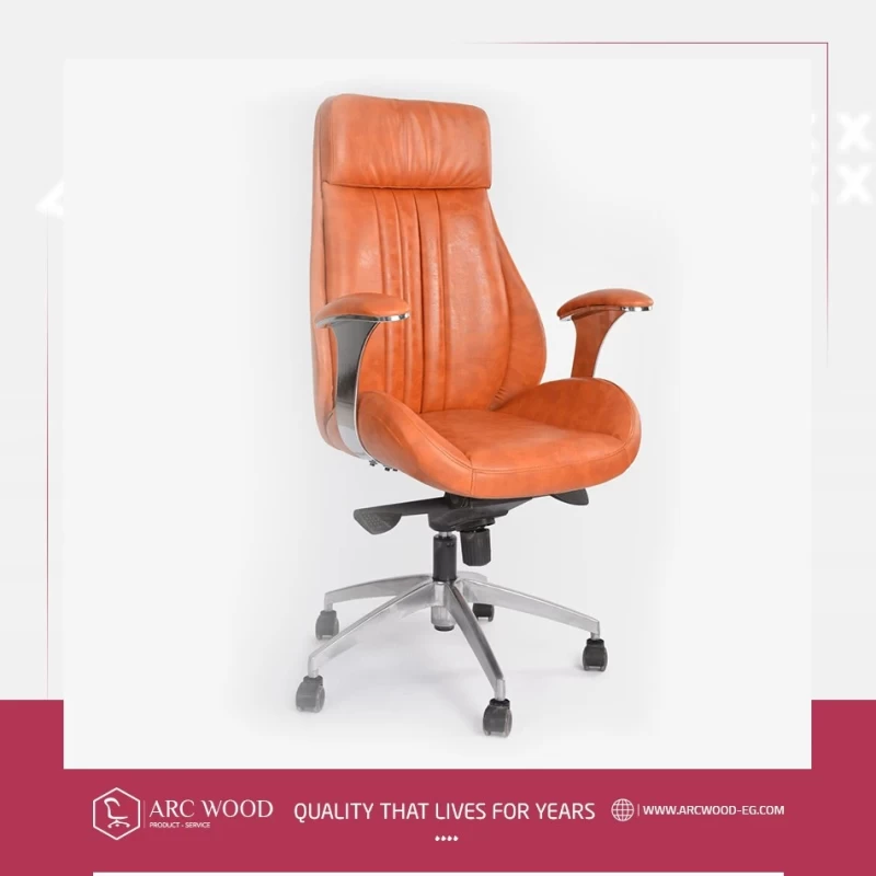 First class leather manager chair metal hand image